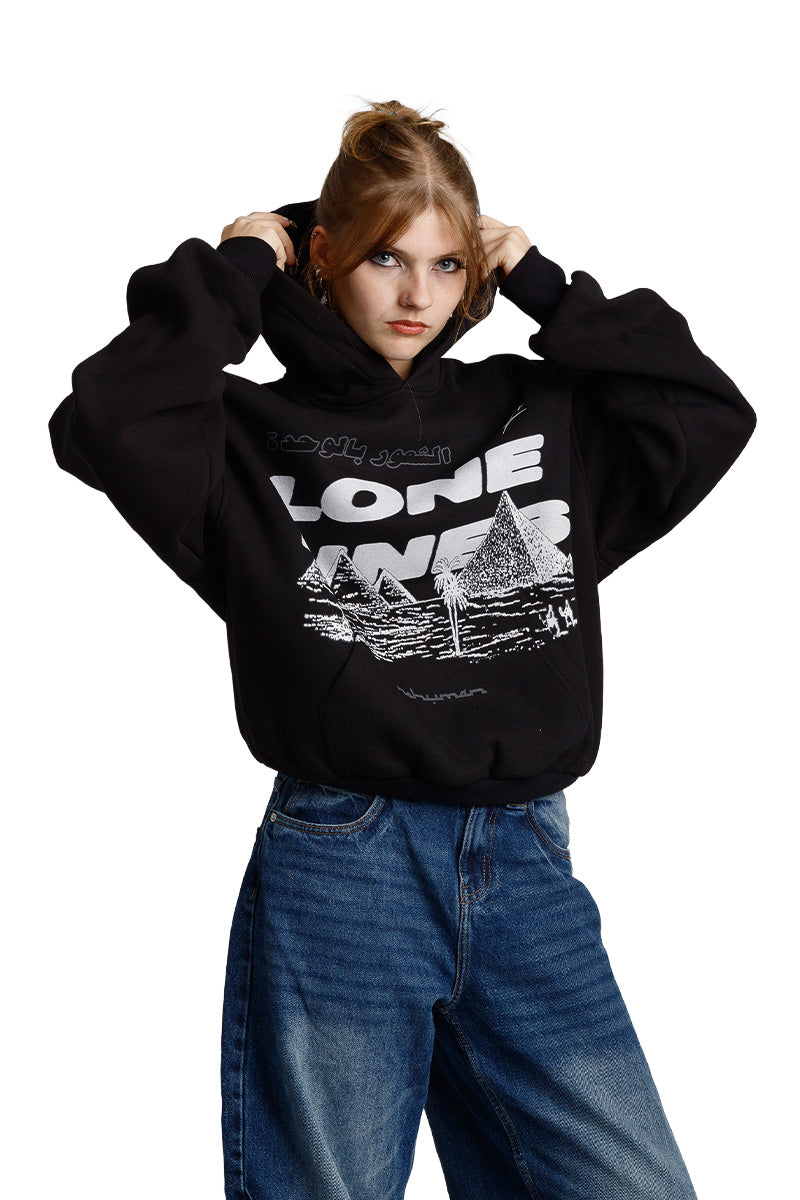 Lone Lines Black Hoodie