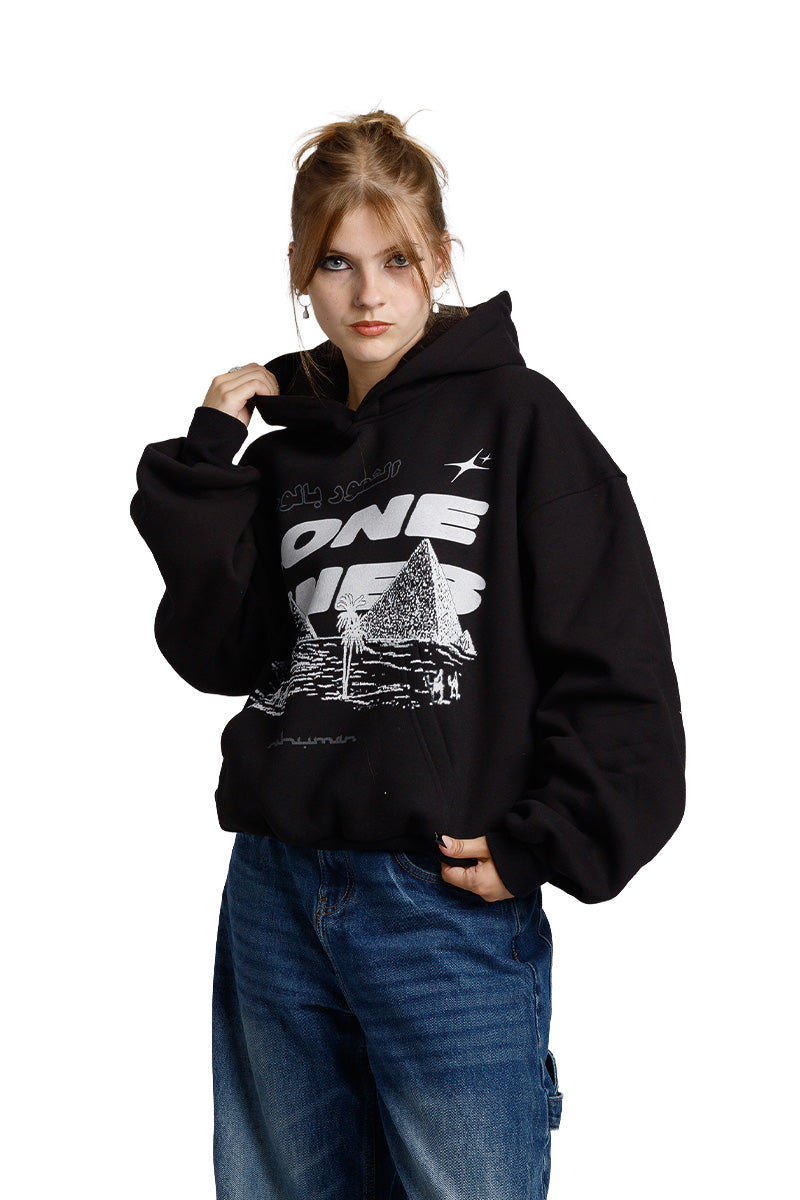 Lone Lines Black Hoodie