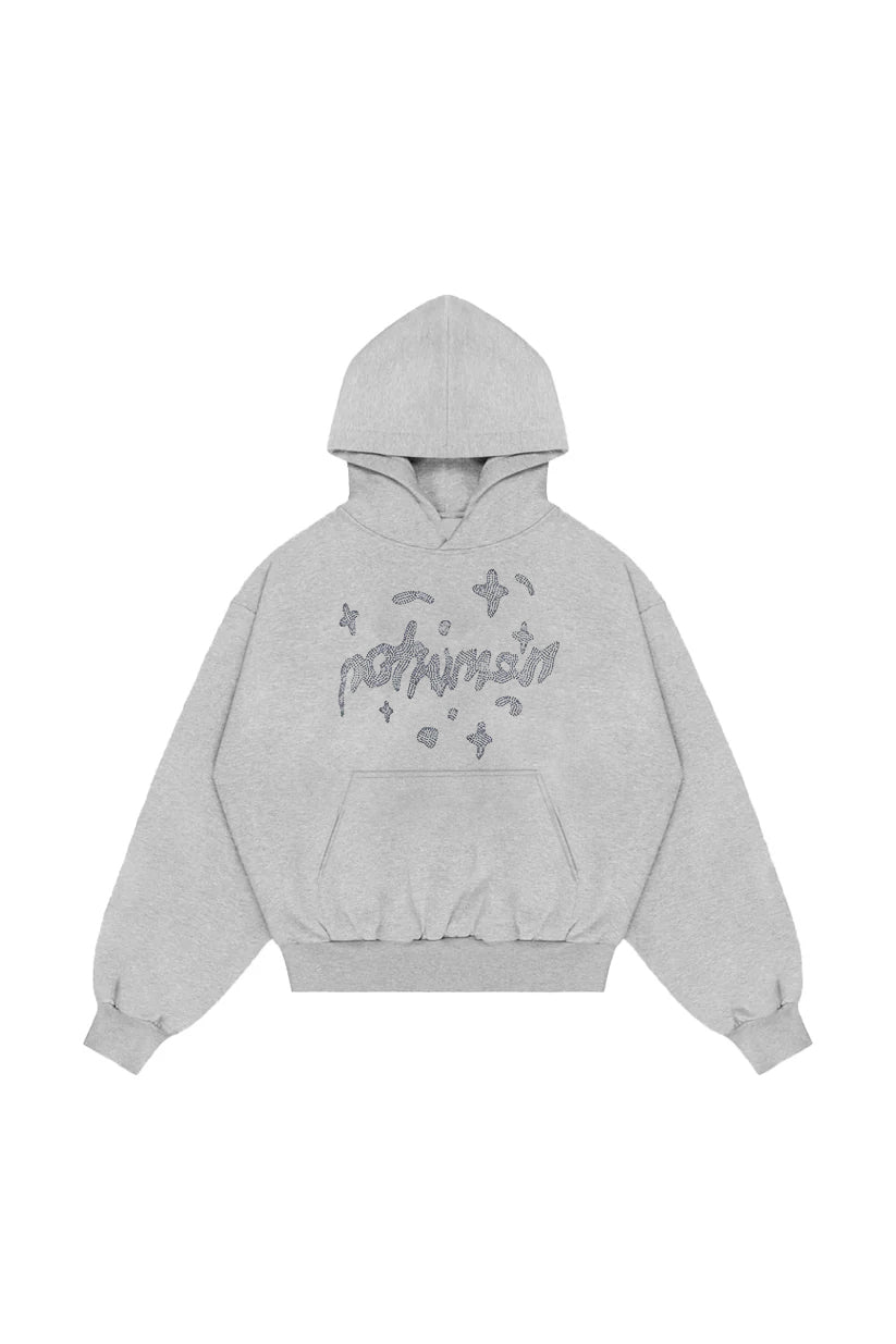 NoHuman Rhinestones Grey Hoodie