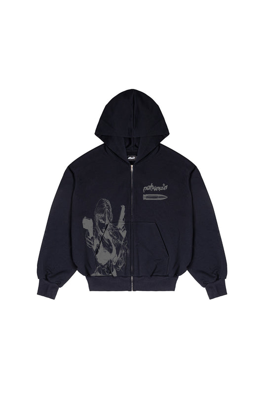 Shooter Girl Zip Black Hoodie