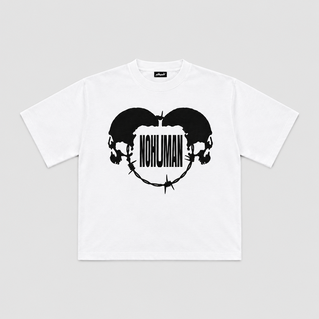 Skulls White Tee (Boxy) - flat lay