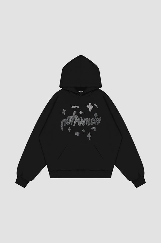 Rhinestones NoHuman Black Hoodie