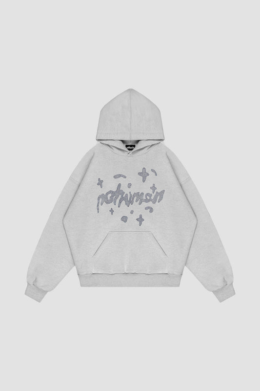 NoHuman Rhinestones Grey Hoodie