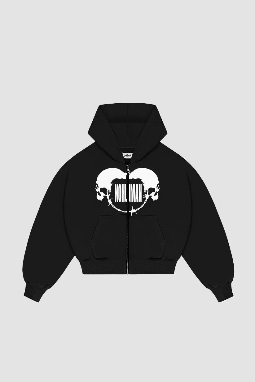 Reflective Skulls ZIP Black Hoodie