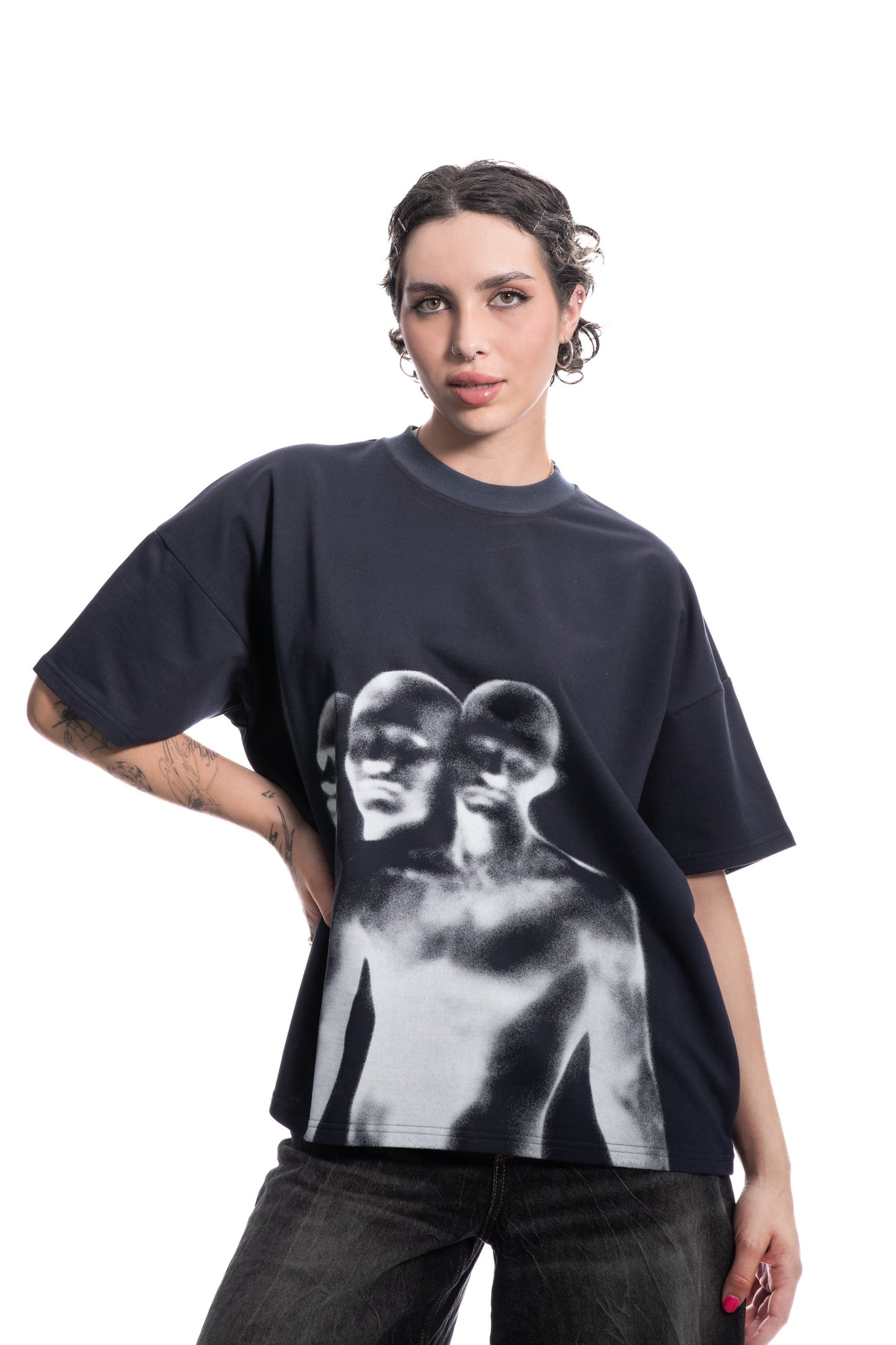 Astral Body Mono Navy Tee (Boxy)