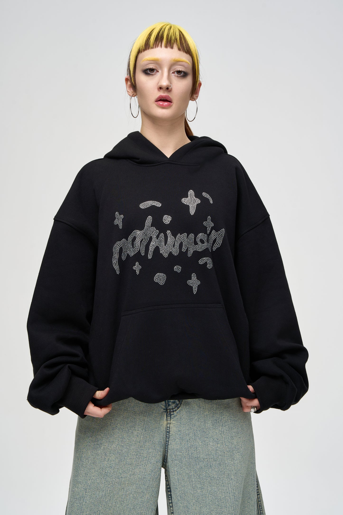 Rhinestones NoHuman Black Hoodie