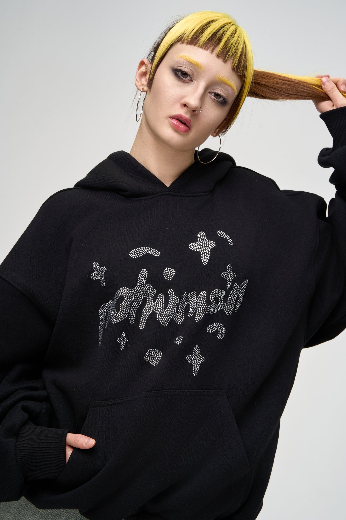 Rhinestones NoHuman Black Hoodie